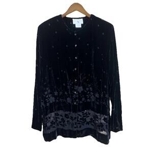 Vintage Silk Blend Velvet Burnout Blouse Sz L 90s Fairy Grunge Whimsigoth NYE